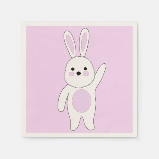 バニー.白とピンク スタンダードカクテルナプキン (正面)