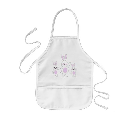 バニー.白とピンク。 子供用エプロン (正面)