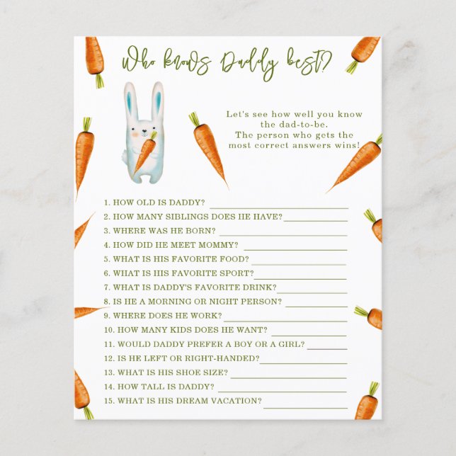 バニー – 誰がパパのゲーム最高の赤んだシャワーを知っている (正面)