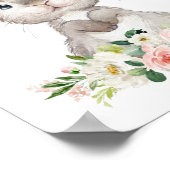 バニー、農業動物、ピンクの花、女の子子供部屋 ポスター (角)