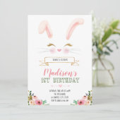 バニー·顔誕生日の招待 招待状 (スタンド正面)