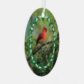 バニー&(鳥)ショウジョウコウカンチョウまたはホリーの写真縁ど メタルオーナメント (正面右)
