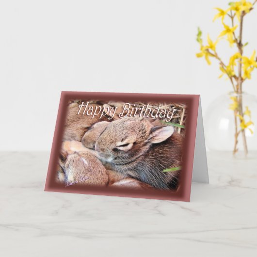 バニーHBDカスタマイズ- カード (黄色い花)