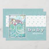 バニーinティーカップベビーシャワー招待状 招待状 (正面/裏面)