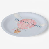 バニーinホテイアバルーンパステル色誕生日 ペーパープレート (アングル)