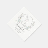 バニ男女兼用ーフローラ名日付ベビーシャワー スタンダードカクテルナプキン (角)