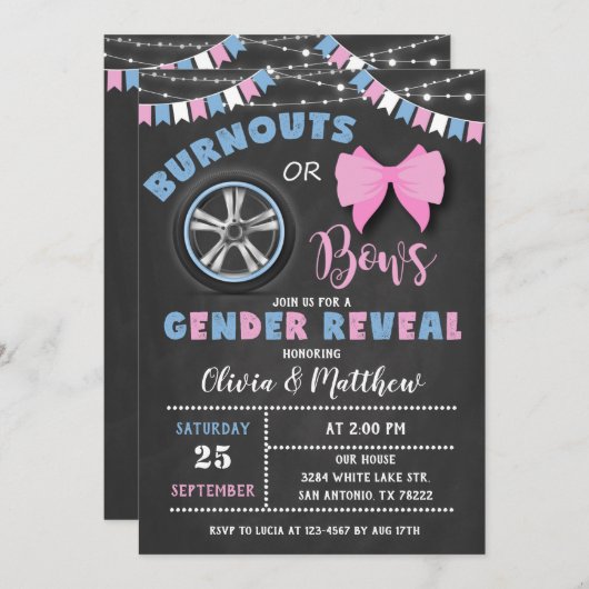 バヌアウトまたはボーイング性別の表示の招待 招待状 (正面/裏面)