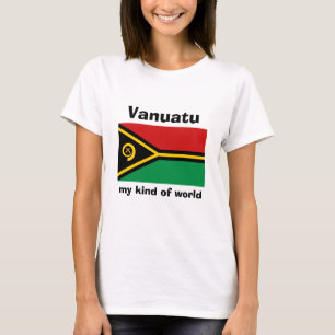 バヌアツの旗と地図とテキストのTシャツ Tシャツ