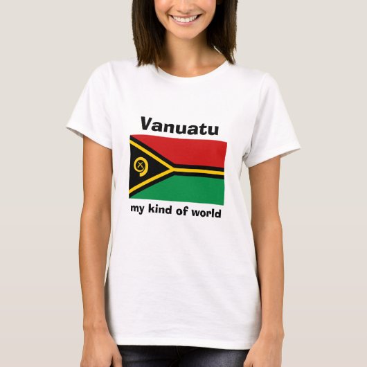 バヌアツの旗と地図とテキストのTシャツ Tシャツ (正面)