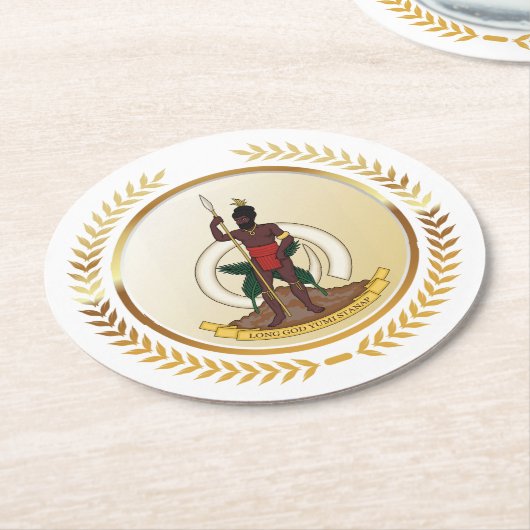 バヌアツコート・オブ・アームズ ラウンドペーパーコースター (アングル)