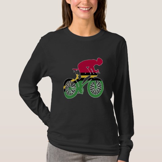 バヌアツバイクもしくは自転車に乗る人ネイションライダー世界の国旗 Tシャツ (正面)