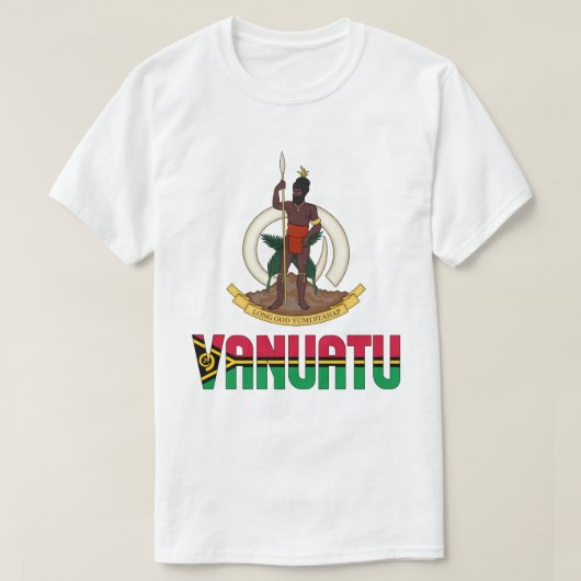 バヌアツ国旗とコート・オブ・アームズ Tシャツ (デザイン正面)