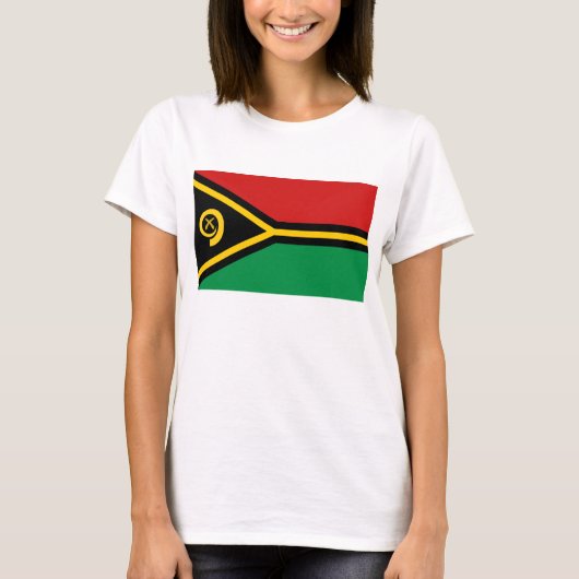 バヌアツ国旗x地図Tシャツ Tシャツ (正面)