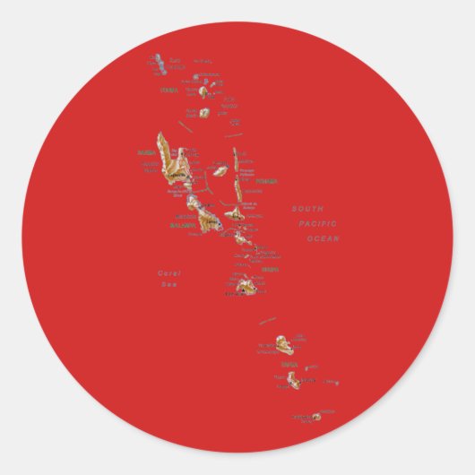 バヌアツ地図ステッカー ラウンドシール (正面)