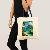バヌアツ イラスト 旅行 アート ヴィンテージ トートバッグ (正面(商品))