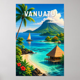バヌアツ イラスト 旅行 アート ヴィンテージ ポスター