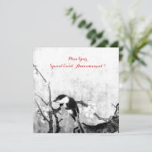 バネの鳥のイニシャル　シルバー　メタリック　ペーパー 案内状 (スタンド正面)