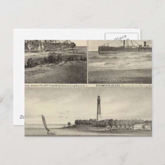 バネガットインレットスティームシップアメリク ポストカード (正面/裏面)