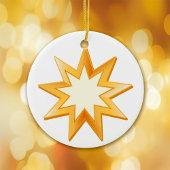 バハイ信仰、金ゴールド記号 セラミックオーナメント