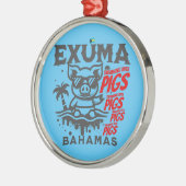 バハマお土産ギフト:エクマバハマ泳ぐ豚 メタルオーナメント (左)