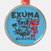 バハマお土産ギフト:エクマバハマ泳ぐ豚 メタルオーナメント (正面)