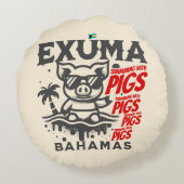 バハマお土産ギフト:エクマバハマ泳ぐ豚 ラウンドクッション (裏面)