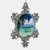 バハマからのメリークリスマス スノーフレークピューターオーナメント (左)