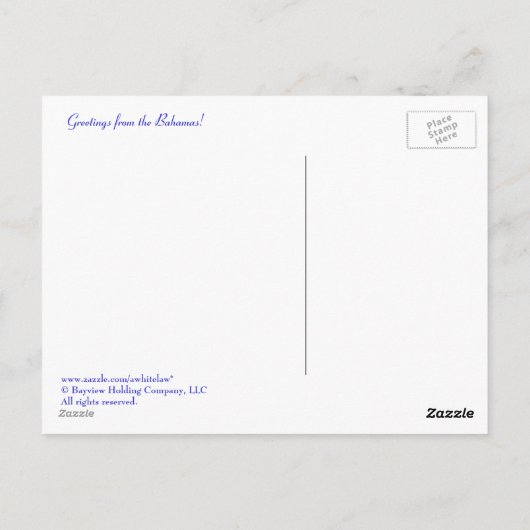 バハマからの挨拶！ ポストカード (裏面)