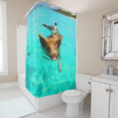 バハマで鳥と泳ぐ豚 シャワーカーテン (インサイチュ)