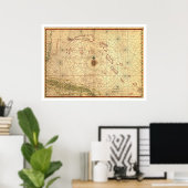 バハマとキューバの地図1650 ポスター (ホームオフィス)