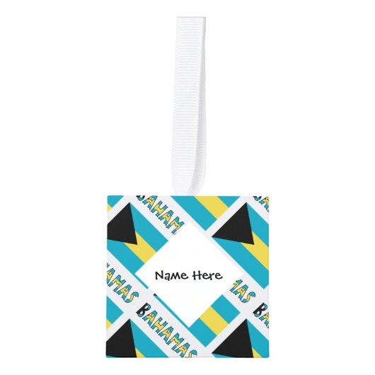 バハマとバハマ国旗のタイル貼りパーソナライズされた キューブオーナメント (正面)