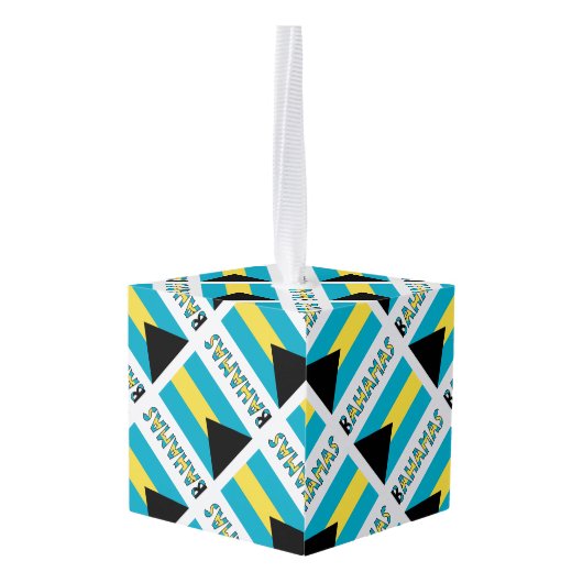 バハマとバハマ国旗のタイル貼りパーソナライズされた キューブオーナメント (裏面アングル)