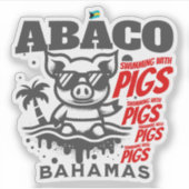 バハマのお土産ギフト:アバコバハマ泳ぐ豚 シール (正面)