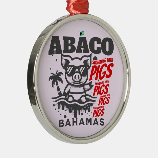 バハマのお土産ギフト：アバコバハマ泳ぐ豚 メタルオーナメント (右)