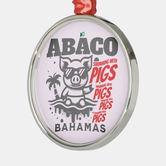 バハマのお土産ギフト：アバコバハマ泳ぐ豚 メタルオーナメント (左)