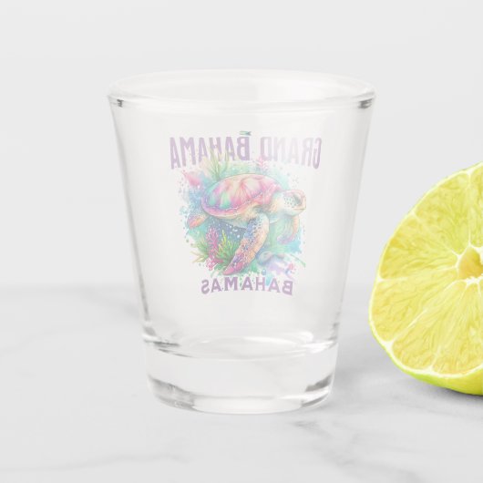 バハマのお土産ギフト:グランドバハマウミガメ ショットグラス (裏面)