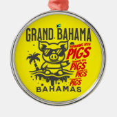 バハマのお土産ギフト:グランドバハマ海水浴ピッグ メタルオーナメント (正面)