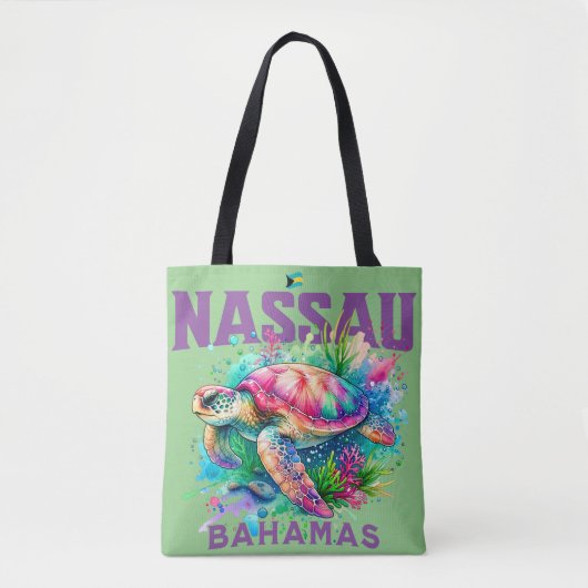 バハマのお土産ギフト：ナッサバハマウミガメ トートバッグ (正面)
