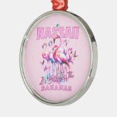 バハマのお土産ギフト：ナッサバハマフラミンゴ メタルオーナメント (左)