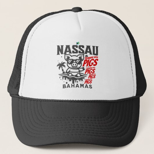 バハマのお土産ギフト:ナッサバハマ泳ぐ豚 キャップ (正面)