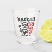 バハマのお土産ギフト：ナッサバハマ泳ぐ豚 ショットグラス (正面)