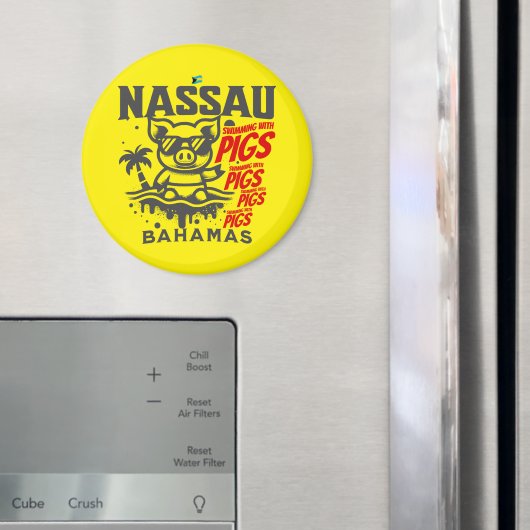 バハマのお土産ギフト：ナッサバハマ泳ぐ豚 マグネット (インサイチュ (冷蔵庫))