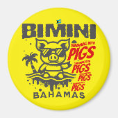 バハマのお土産ギフト：ビミニバハマ泳ぐ豚 マグネット (正面)