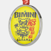 バハマのお土産ギフト：ビミニバハマ泳ぐ豚 メタルオーナメント (左)