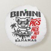 バハマのお土産ギフト：ビミニバハマ泳ぐ豚 ラウンドクッション (裏面)