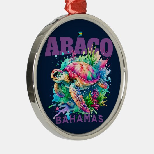 バハマのお土産ギフト: Abaco Bahama Sea Turtle メタルオーナメント (右)
