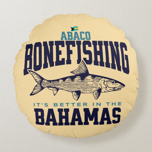 バハマのお土産ギフト: Abaco Bahamas Bonefishing ラウンドクッション (正面)
