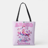 バハマのお土産ギフト： Abaco Bahamas Flamingo トートバッグ (裏面)