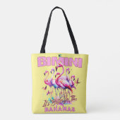 バハマのお土産ギフト： Bimini Bahamas Flamingo トートバッグ (裏面)