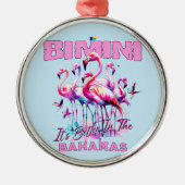 バハマのお土産ギフト： Bimini Bahamas Flamingo メタルオーナメント (正面)